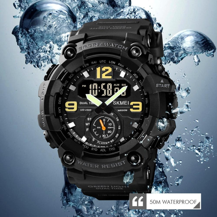 SKMEI 1637 Orologio da uomo con quadrante grande in plastica antiurto con display digitale sportivo per esterni, Black, Army Green, Blue Camouflage, Army Green Camouflage, Gray Black