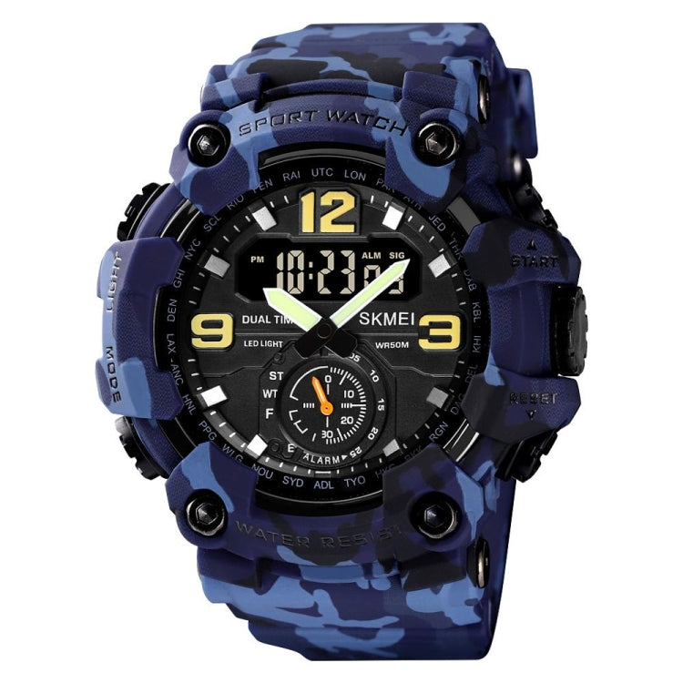 SKMEI 1637 Orologio da uomo con quadrante grande in plastica antiurto con display digitale sportivo per esterni, Black, Army Green, Blue Camouflage, Army Green Camouflage, Gray Black