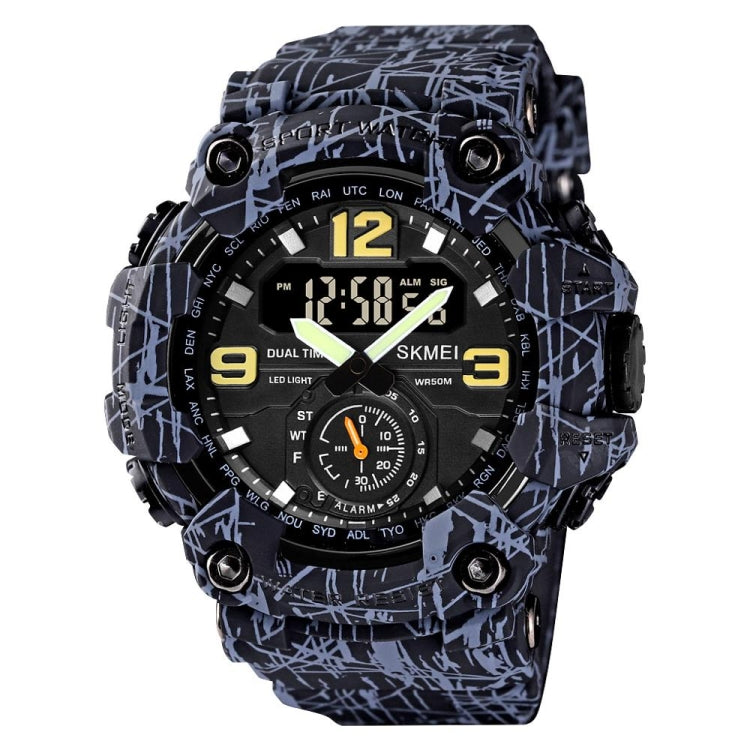 SKMEI 1637 Orologio da uomo con quadrante grande in plastica antiurto con display digitale sportivo per esterni, Black, Army Green, Blue Camouflage, Army Green Camouflage, Gray Black