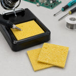 50 spugne di pasta di legno di cotone resistente alle alte temperature per la pulizia del saldatore, specifiche tecniche:, Thin Square 6x6cm, Thin Rectangular 3.5x5cm, Thin Round 5.1cm, Thickened Square 6x6cm, Thickened Rectangular 3.5x5cm             ...