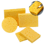 50 spugne di pasta di legno di cotone resistente alle alte temperature per la pulizia del saldatore, specifiche tecniche:, Thin Square 6x6cm, Thin Rectangular 3.5x5cm, Thin Round 5.1cm, Thickened Square 6x6cm, Thickened Rectangular 3.5x5cm             ...