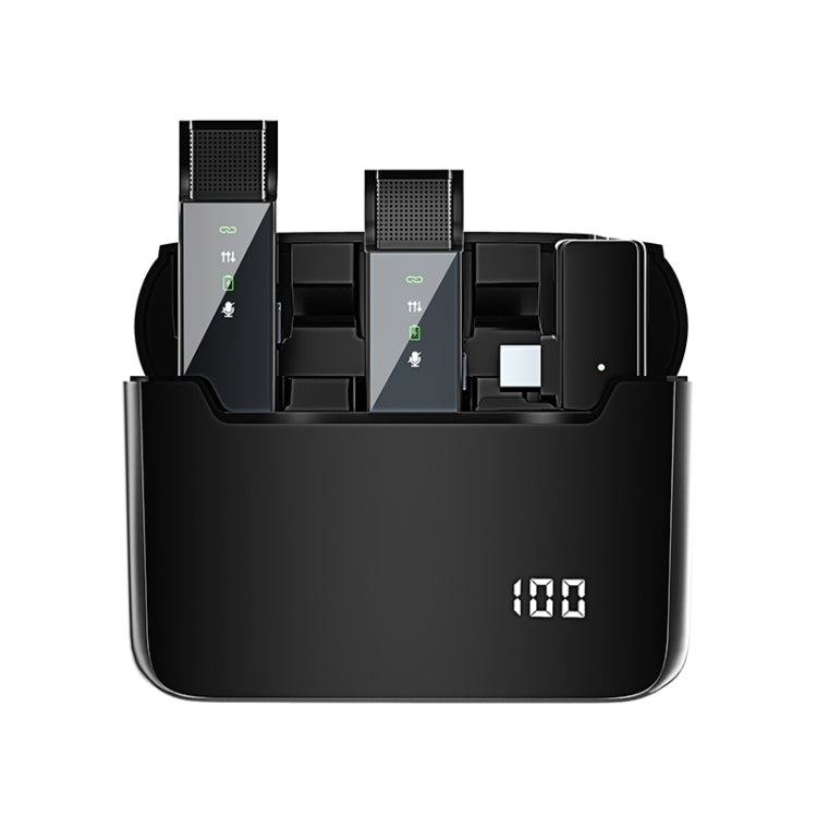 Microfono lavalier wireless con display digitale e vano ricarica