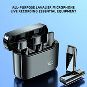 Microfono lavalier wireless con display digitale e vano ricarica