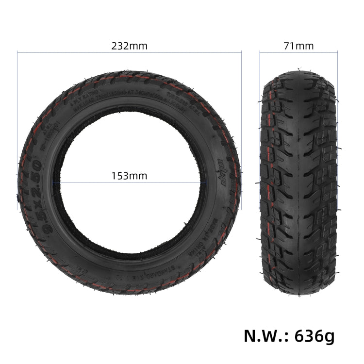 Pneumatico tubeless fuoristrada da 9,5x2,5 pollici per scooter elettrico KQI3/KQI3 PRO/KQI3 MAX/KQI3 SPORT, 9.5x2.5 Inch Without Gas Nozzle, 9.5x2.5 Inch With Gas Nozzle