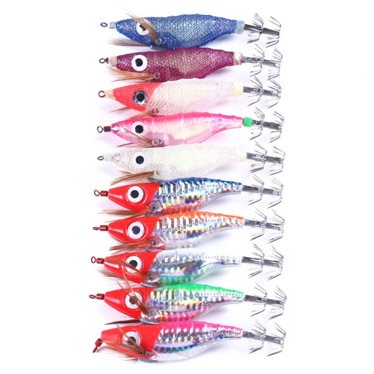 HENGJIA SJB012 Night Light Simulation Shrimp Squid Needle Pesca in mare Esca finta, SJB012 (10 Colors Bagged)