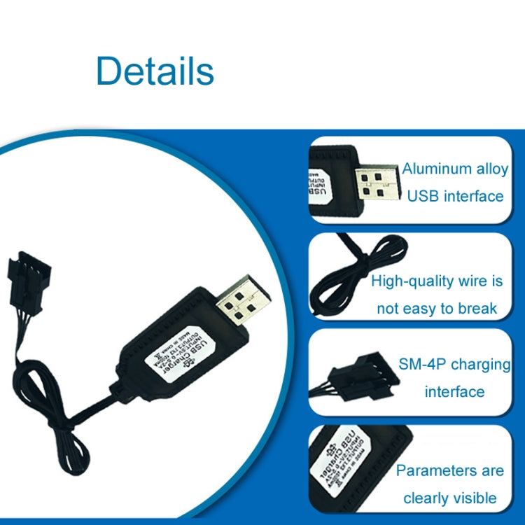 Cavo di ricarica USB per batteria al litio 7,4 V 18650