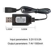 2pcs 7.4V Caricabatteria al litio Accessori per aerei giocattolo Cavo dati USB