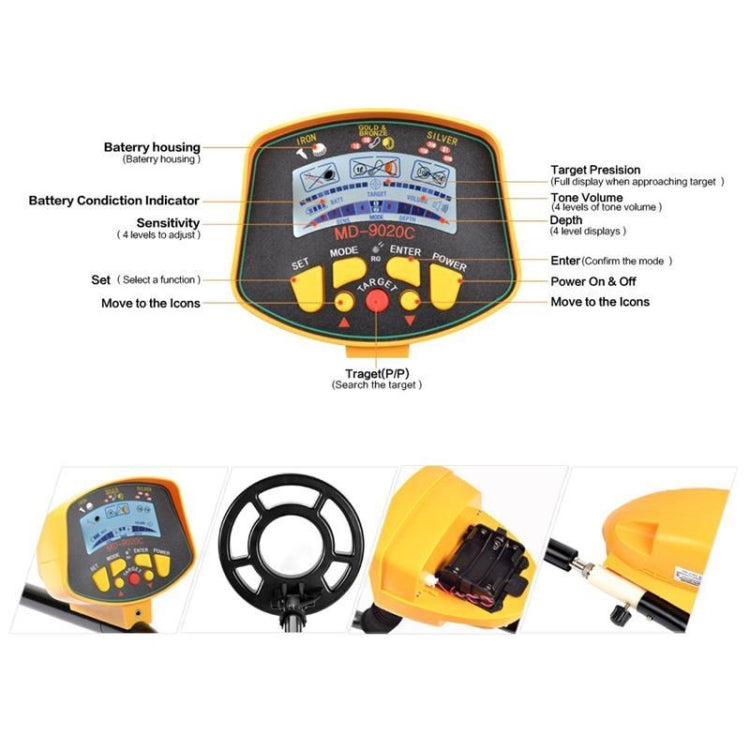 Metal Detector con display LCD ad alta sensibilità MD9020C, MD9020C