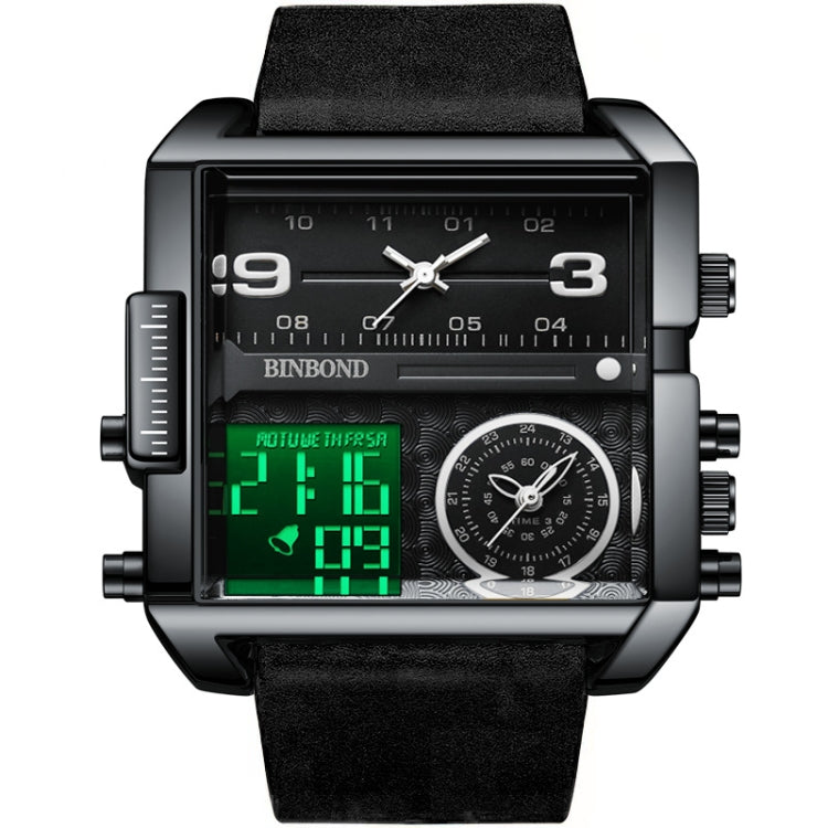 BINBOND B3332 Orologio sportivo quadrato multifunzionale al quarzo impermeabile