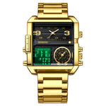 BINBOND B3332 Orologio sportivo quadrato multifunzionale al quarzo impermeabile