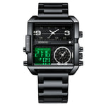 BINBOND B3332 Orologio sportivo quadrato multifunzionale al quarzo impermeabile