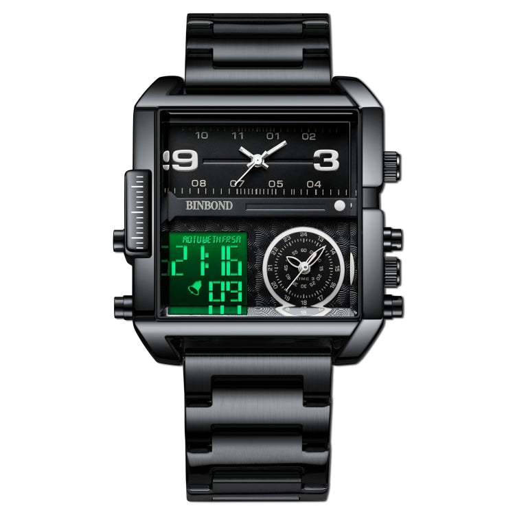 BINBOND B3332 Orologio sportivo quadrato multifunzionale al quarzo impermeabile