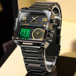 BINBOND B3332 Orologio sportivo quadrato multifunzionale al quarzo impermeabile