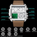 BINBOND B3332 Orologio sportivo quadrato multifunzionale al quarzo impermeabile