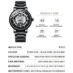 BINBOND B7872 Orologio al quarzo impermeabile luminoso cavo multifunzionale, Black Steel-Black-White, White Steel-Black-White, Full-gold-Black-Gold, Black Leather-Black-Black, Black Leather-White-Black, Black Leather-Full-gold-Black