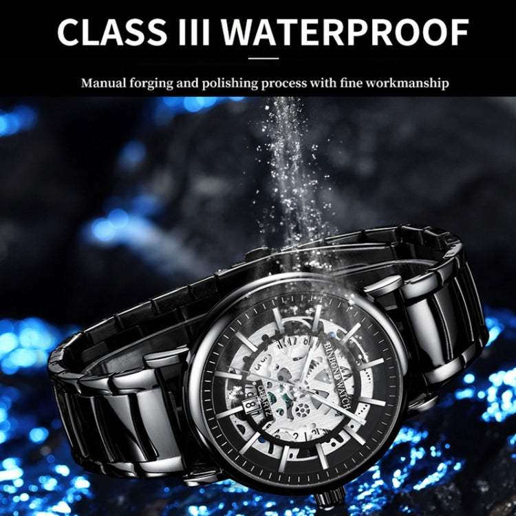 BINBOND B7872 Orologio al quarzo impermeabile luminoso cavo multifunzionale, Black Steel-Black-White, White Steel-Black-White, Full-gold-Black-Gold, Black Leather-Black-Black, Black Leather-White-Black, Black Leather-Full-gold-Black