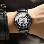 BINBOND B7872 Orologio al quarzo impermeabile luminoso cavo multifunzionale, Black Steel-Black-White, White Steel-Black-White, Full-gold-Black-Gold, Black Leather-Black-Black, Black Leather-White-Black, Black Leather-Full-gold-Black