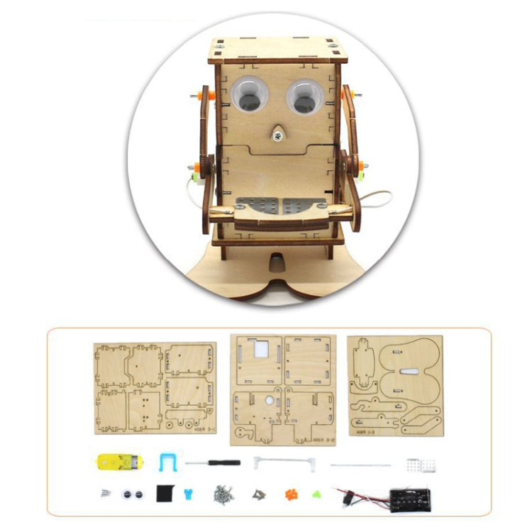 Robot che mangia monete Giocattolo scientifico fai-da-te per bambini Kit di esperimenti scientifici educativi Artigianato in legno, Robot Eating Coins