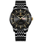 BINBOND B2077 30M Orologio al quarzo impermeabile luminoso Orologio con cinturino in acciaio da uomo con fibbia a farfalla