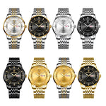 BINBOND B2077 30M Orologio al quarzo impermeabile luminoso Orologio con cinturino in acciaio da uomo con fibbia a farfalla