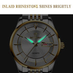 BINBOND B2077 30M Orologio al quarzo impermeabile luminoso Orologio con cinturino in acciaio da uomo con fibbia a farfalla