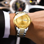 BINBOND B2077 30M Orologio al quarzo impermeabile luminoso Orologio con cinturino in acciaio da uomo con fibbia a farfalla