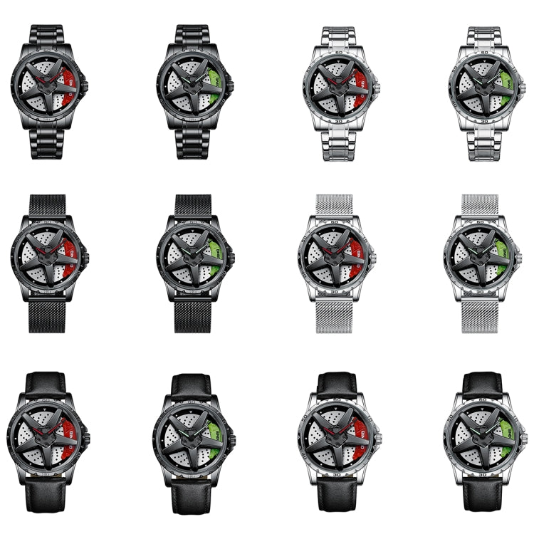 BINBOND D002 Orologio da uomo multifunzionale impermeabile e resistente all'usura con quadrante del mozzo dell'auto