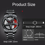 BINBOND D002 Orologio da uomo multifunzionale impermeabile e resistente all'usura con quadrante del mozzo dell'auto