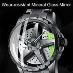 BINBOND D002 Orologio da uomo multifunzionale impermeabile e resistente all'usura con quadrante del mozzo dell'auto
