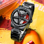 BINBOND D002 Orologio da uomo multifunzionale impermeabile e resistente all'usura con quadrante del mozzo dell'auto