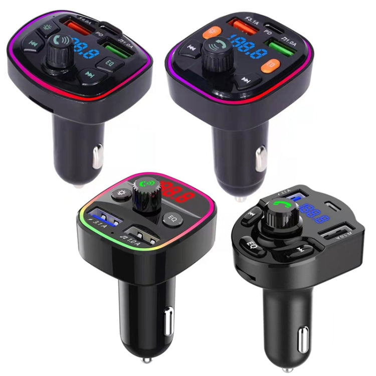 3.1A USB + PD Bluetooth Caricabatteria da auto Trasmettitore FM per auto Illuminazione colorata, R2, Q3, Q5, Q7