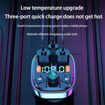 3.1A USB + PD Bluetooth Caricabatteria da auto Trasmettitore FM per auto Illuminazione colorata, R2, Q3, Q5, Q7