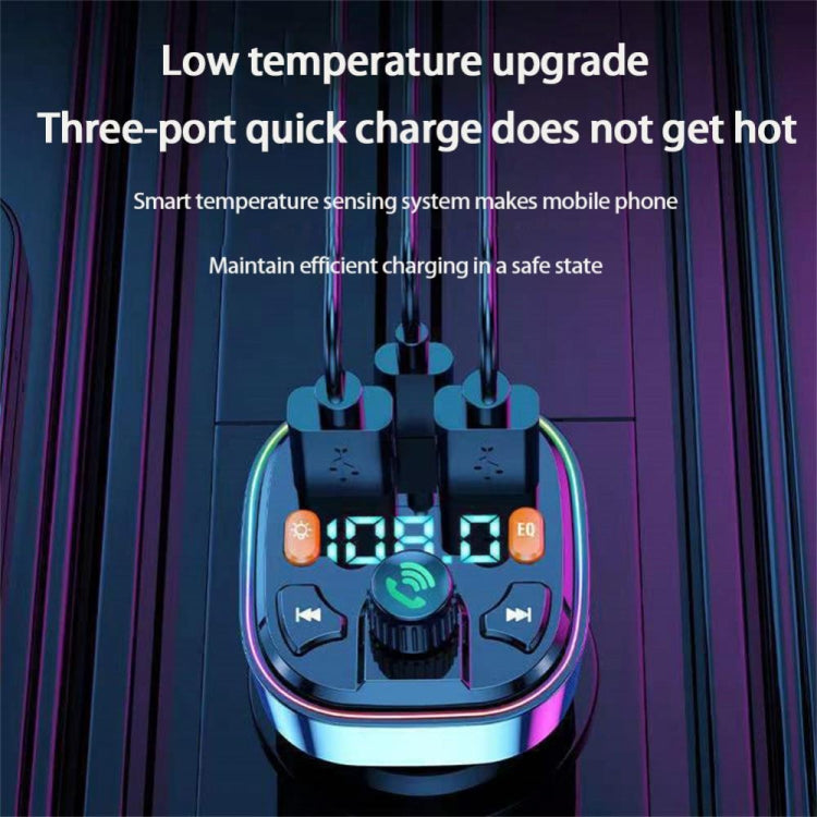 3.1A USB + PD Bluetooth Caricabatteria da auto Trasmettitore FM per auto Illuminazione colorata, R2, Q3, Q5, Q7