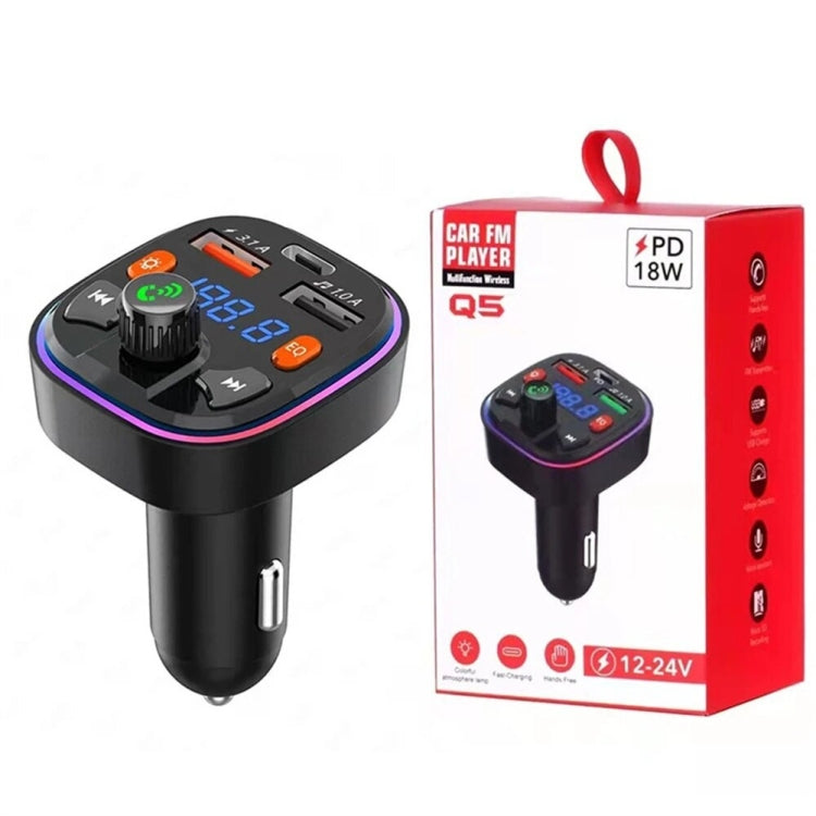 3.1A USB + PD Bluetooth Caricabatteria da auto Trasmettitore FM per auto Illuminazione colorata, R2, Q3, Q5, Q7