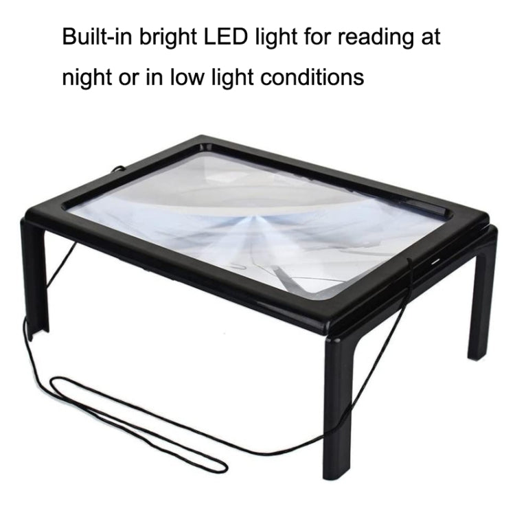 Lente d'ingrandimento con luce LED e staffa pieghevole 3X
