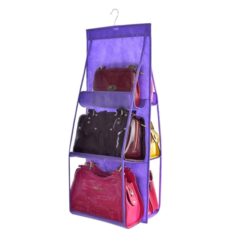 B05005 2 pezzi Double Sided 6 Pocket Hanging Bag Organizer per borsa da appendere in tessuto non tessuto, B05005 Purple, B05005 Black, B05005 Grey, B05005 Rose Red, B05005 Green, B05005 Blue