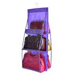 B05005 2 pezzi Double Sided 6 Pocket Hanging Bag Organizer per borsa da appendere in tessuto non tessuto, B05005 Purple, B05005 Black, B05005 Grey, B05005 Rose Red, B05005 Green, B05005 Blue