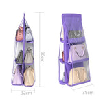 B05005 2 pezzi Double Sided 6 Pocket Hanging Bag Organizer per borsa da appendere in tessuto non tessuto, B05005 Purple, B05005 Black, B05005 Grey, B05005 Rose Red, B05005 Green, B05005 Blue