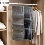 B05005 2 pezzi Double Sided 6 Pocket Hanging Bag Organizer per borsa da appendere in tessuto non tessuto, B05005 Purple, B05005 Black, B05005 Grey, B05005 Rose Red, B05005 Green, B05005 Blue