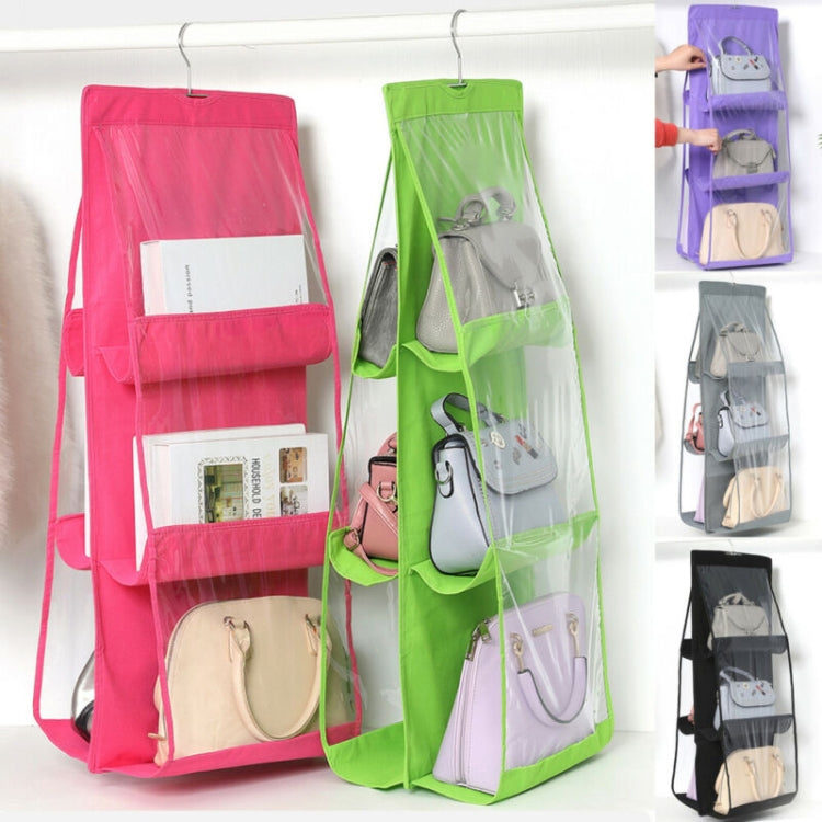 B05005 2 pezzi Double Sided 6 Pocket Hanging Bag Organizer per borsa da appendere in tessuto non tessuto, B05005 Purple, B05005 Black, B05005 Grey, B05005 Rose Red, B05005 Green, B05005 Blue