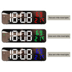 671 Sveglia a LED digitale con schermo a specchio Plug-in USB / batteria a doppio uso con display temperatura / umidità, 671 (Black Shell White Blue), 671 (Black Shell White Green), 671 (Black Shell White Red)