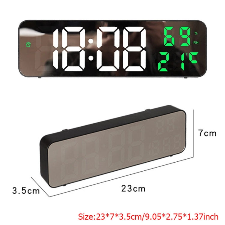 671 Sveglia a LED digitale con schermo a specchio Plug-in USB / batteria a doppio uso con display temperatura / umidità, 671 (Black Shell White Blue), 671 (Black Shell White Green), 671 (Black Shell White Red)