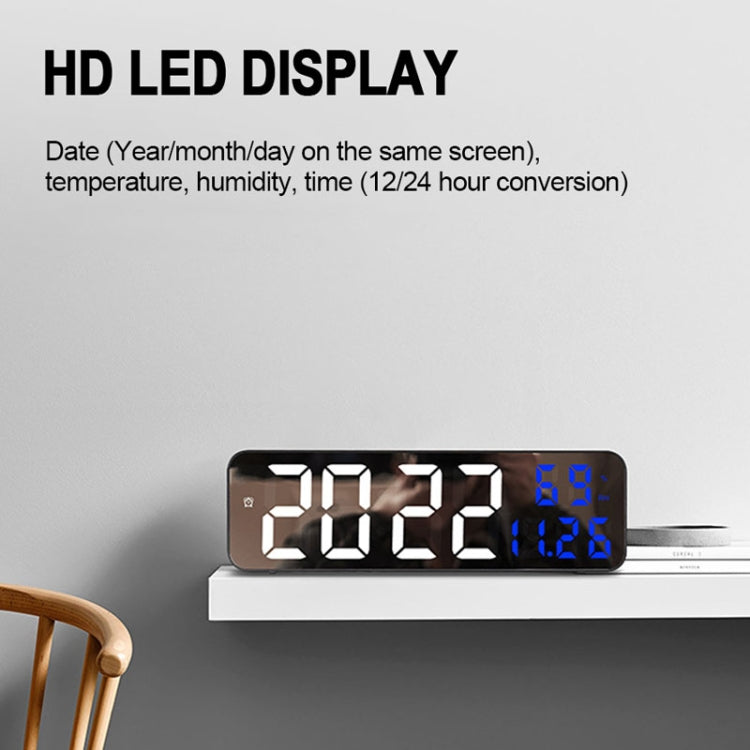 671 Sveglia a LED digitale con schermo a specchio Plug-in USB / batteria a doppio uso con display temperatura / umidità, 671 (Black Shell White Blue), 671 (Black Shell White Green), 671 (Black Shell White Red)