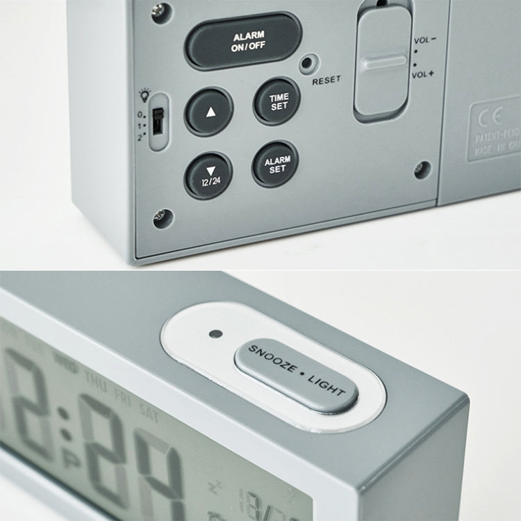 8890H Sveglia da Comodino Multifunzionale Fotosensibile Piccola Sveglia Orologio Digitale con Schermo LCD