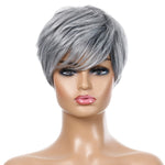 Parrucca da donna con capelli corti e lisci Copricapo in fibra chimica di seta ad alta temperatura, Wig-332, Wig-335