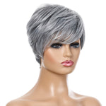 Parrucca da donna con capelli corti e lisci Copricapo in fibra chimica di seta ad alta temperatura, Wig-332, Wig-335