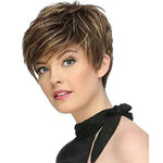 WIG-305 Parrucca di seta femminile ad alta temperatura Frangia obliqua Capelli corti Copricapo in fibra chimica, WIG-305