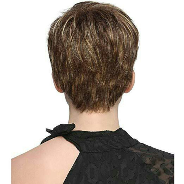 WIG-305 Parrucca di seta femminile ad alta temperatura Frangia obliqua Capelli corti Copricapo in fibra chimica, WIG-305