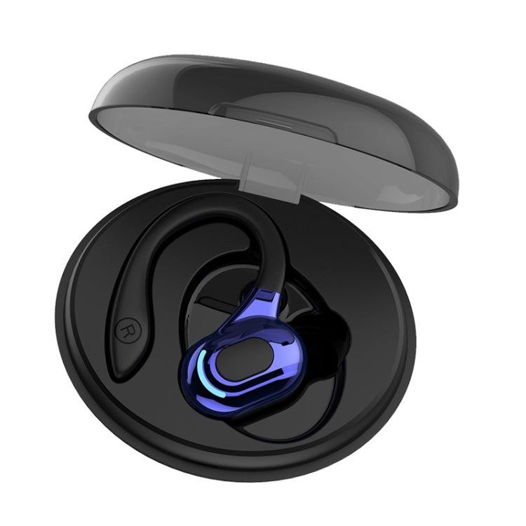 F8 Auricolari Bluetooth stereo wireless con orecchio appeso con contenitore di ricarica, With Charging Bin(Black Single Ear), With Charging Bin(Blue Single Ear), With Charging Bin(Red Single Ear), With Charging Bin(Green Single Ear)