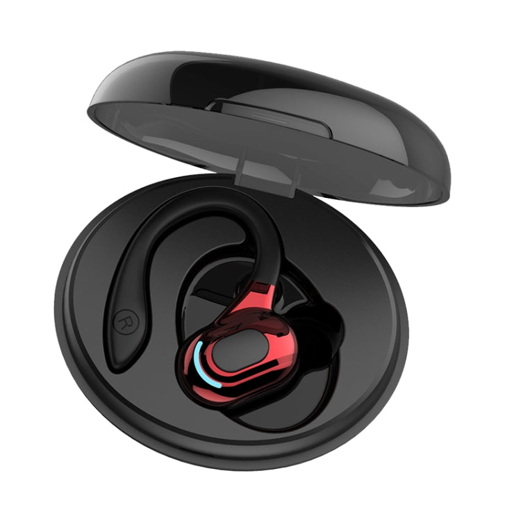 F8 Auricolari Bluetooth stereo wireless con orecchio appeso con contenitore di ricarica, With Charging Bin(Black Single Ear), With Charging Bin(Blue Single Ear), With Charging Bin(Red Single Ear), With Charging Bin(Green Single Ear)